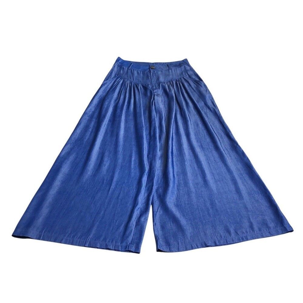 Ursime Pants Womens 28x30 Blue Chambray Wide Leg Palazzo Festival Boho Lagenlook